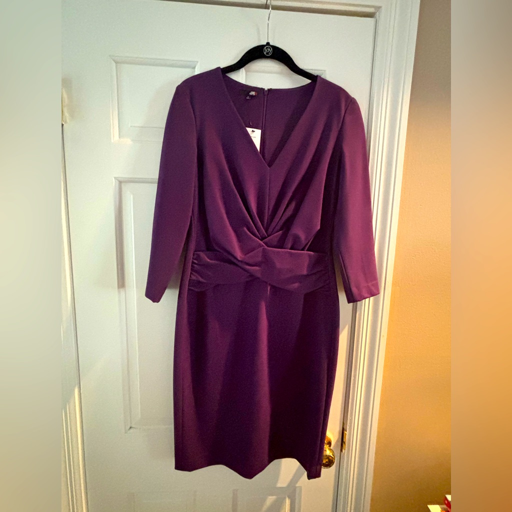 Lafayette 148 New York Deep Purple Long Sleeve Dress